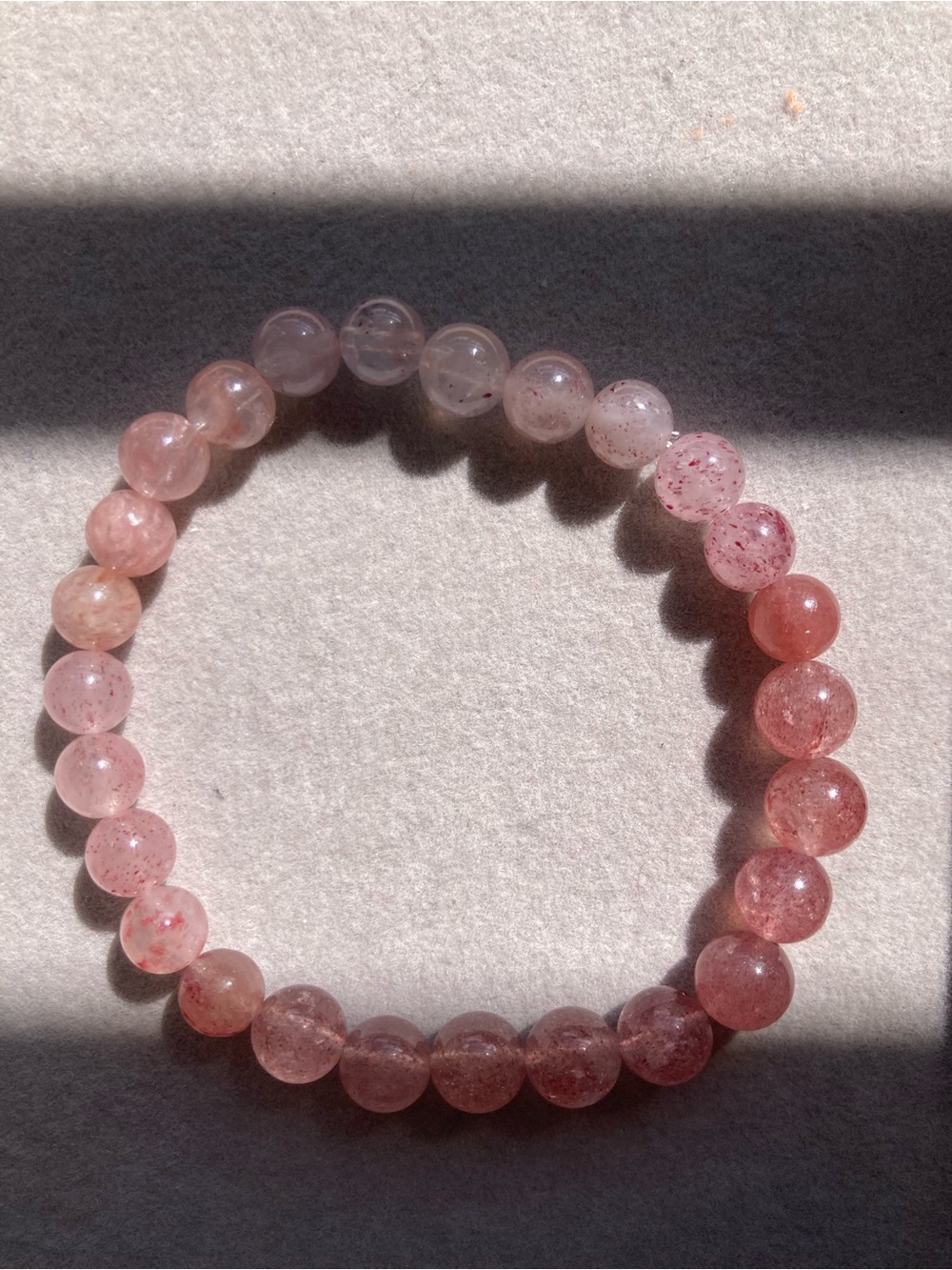 Strawberry Quartz Pink ombré Beaded Stretch Bracelet